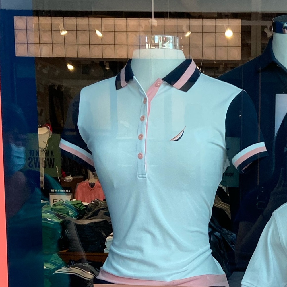 Nautica White Polo w/navy blue & pink top ISO!
